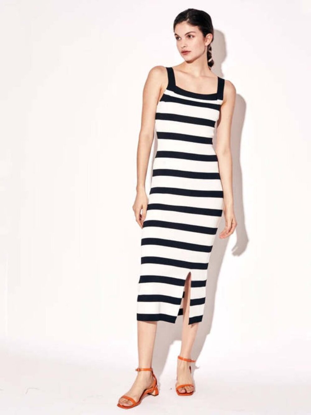 Striped Black and White midi Dress by Deluc sz m